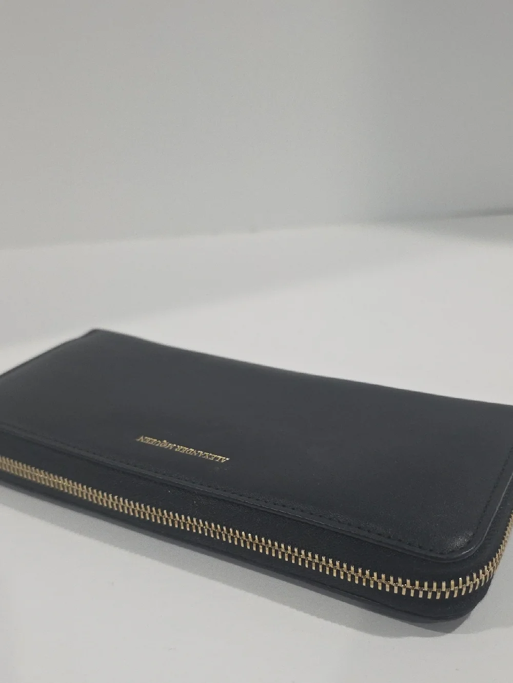 ✅ Alexander McQueen Black + Rock Continental Wallet with Snake-textured Pull